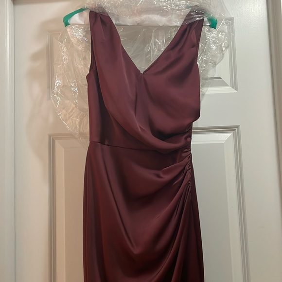 Revelry Dawson Cabernet Satin Dress - Picture 2 of 5
